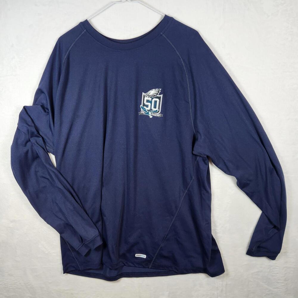 Reebok Play Dry‎ Eagles Championship Anniversary Long Sleeve Shirt Blue Size 2XL